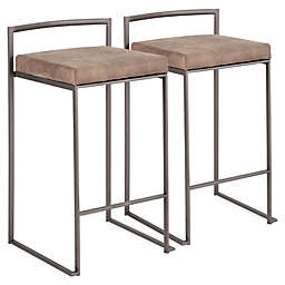 LumiSource® Fuji Counter Stools in Brown Fabric (Set of 2)