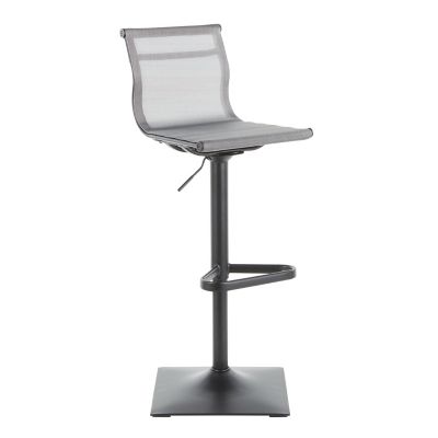 33.5&#34; Mirage Contemporary Barstool Black/Silver - LumiSource: Upholstered, Adjustable, Swivel, Metal Legs