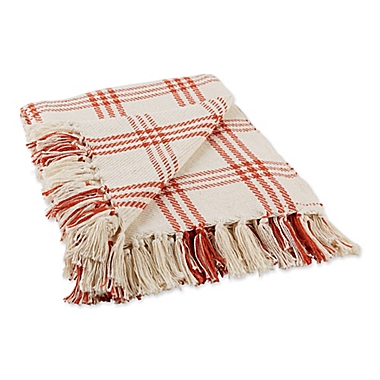 Design Imports Modern Farmhouse Plaid Throw Blanket in Red. View a larger version of this product image.