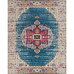 Manellyn Mar Medallion Rug in Turquoise/Pink