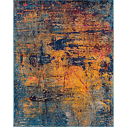 Manellyn Sol Abstract Rug in Navy/Orange