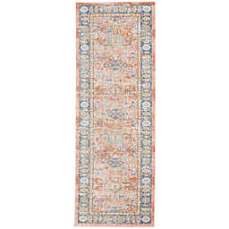 Amer Rugs Cendy Arra Bordered 2'6" x 8' Runner Rug in Coral Pink