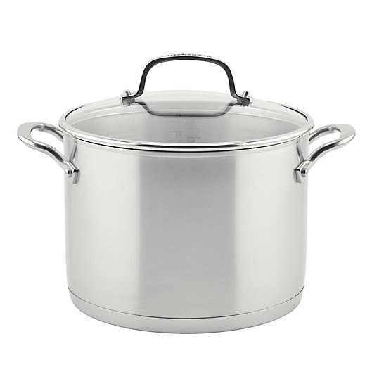 Alternate image 1 for KitchenAid® 3-Ply Stainless Steel 8 qt. Covered Stock Pot