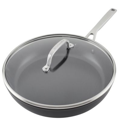 Kitchenaid&reg; Nonstick Hard-Anodized Covered Fry Pan in Black