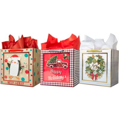 Assorted Small Square Shadow Bags with Tissue Paper