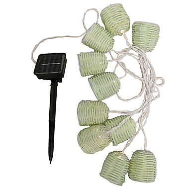 Bee & Willow&trade; Home Solar 10ct Wicker String Lights in Celadon. View a larger version of this product image.