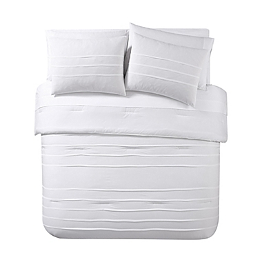 Avery Homegrown Pleated 3-Piece Full/Queen Comforter Set in White. View a larger version of this product image.