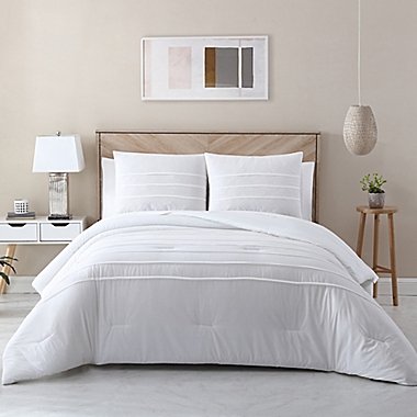 Avery Homegrown Pleated 3-Piece Full/Queen Comforter Set in White. View a larger version of this product image.