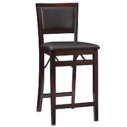 Padded Back Folding 24-Inch Counter Stool in Espresso