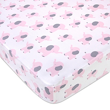 Wendy Bellissimo&trade; Mix &amp; Match Lil Elephant Crib Sheet in White/Pink. View a larger version of this product image.