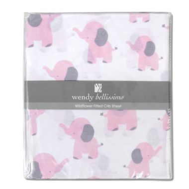 Wendy Bellissimo&trade; Mix &amp; Match Lil Elephant Crib Sheet in White/Pink. View a larger version of this product image.