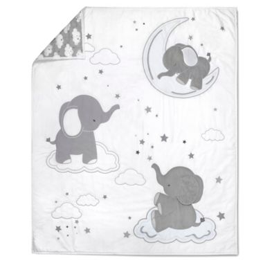 Wendy Bellissimo&trade; Lil Elephant Quilt in White/Grey. View a larger version of this product image.