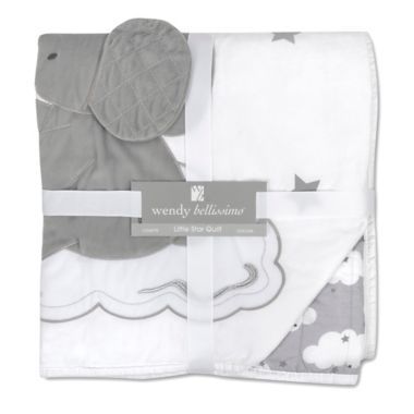 Wendy Bellissimo&trade; Lil Elephant Quilt in White/Grey. View a larger version of this product image.