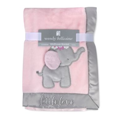 Wendy Bellissimo&trade; Mix &amp; Match Little Love Elephant Plush Blanket in Pink. View a larger version of this product image.