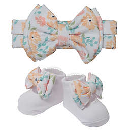 So 'dorable 2-Piece Floral Bow Headband and Bootie Set in Yellow