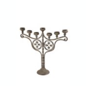 Ridge Road D&eacute;cor 7-Candle Iron Candelabra with Quatrefoil Designs in Matte Brown