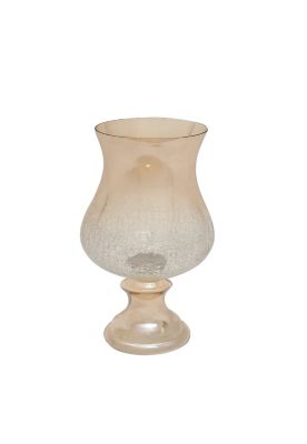 DecMode Gold Glass Handmade Turned Style Pillar Hurricane Lamp with Smoked Glass Finish