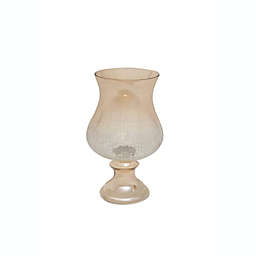 Ridge Road Décor Tinted Glass Hurricane Lamp in Gold