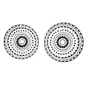 Ridge Road Decor Floral Round Ceramic 15.5-Inch Wall Plates in Black (Set of 2)