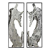 Ridge Road D&eacute;cor Abstract Metal 32.5-Inch x 11-Inch Framed Wall Art in Black (Set of 2)