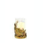 Alternate image 6 for Ridge Road D&eacute;cor Feather Candle Holder with Hurricane Glass in Gold
