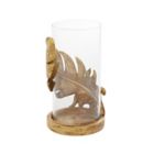 Alternate image 4 for Ridge Road D&eacute;cor Feather Candle Holder with Hurricane Glass in Gold
