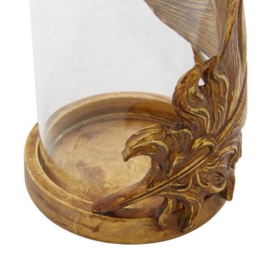 Ridge Road D&eacute;cor Feather Candle Holder with Hurricane Glass in Gold. View a larger version of this product image.
