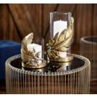 Alternate image 9 for Ridge Road D&eacute;cor Feather Candle Holder with Hurricane Glass in Gold