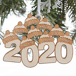 2020 Wood 3.5-Inch 9-Name Personalized Christmas Ornament in White