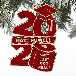 2020 Quarantine Graduation 3.5-Inch Personalized Wood Christmas Ornament in Red Maple