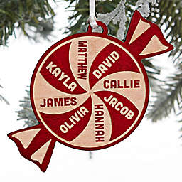 Peppermint Family 3.5-Inch Wood 1-Sided Christmas Ornament in Red