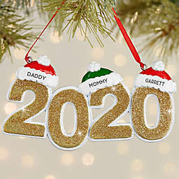 2020 Family 3-Name 3.25-Inch Christmas Ornament in White