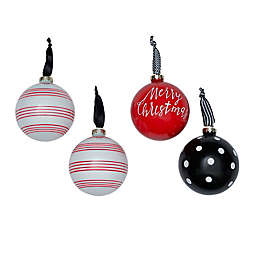 Style Me Pretty 4-Inch Traditional Glass Christmas Ornaments in Red (Set of 4)