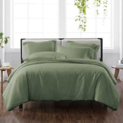 Cannon&reg; Heritage Solid 2-Piece Reversible Twin XL Duvet Cover Set in Green