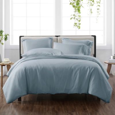 Cannon&reg; Heritage Solid 3-Piece Reversible Full/Queen Duvet Cover Set in Blue