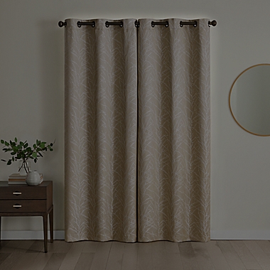 Eclipse Branches 84-Inch Grommet 100% Blackout Window Curtain Panels in Champagne (Set of 2). View a larger version of this product image.
