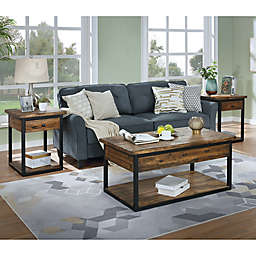 Claremont Rustic 3-Piece Coffee Table and End Table Set in Brown