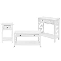 Coffee Table, End Table & Console Table 3-Piece Set in White