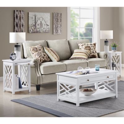 3-Piece 1-Drawer Coffee Table and End Table Set in White