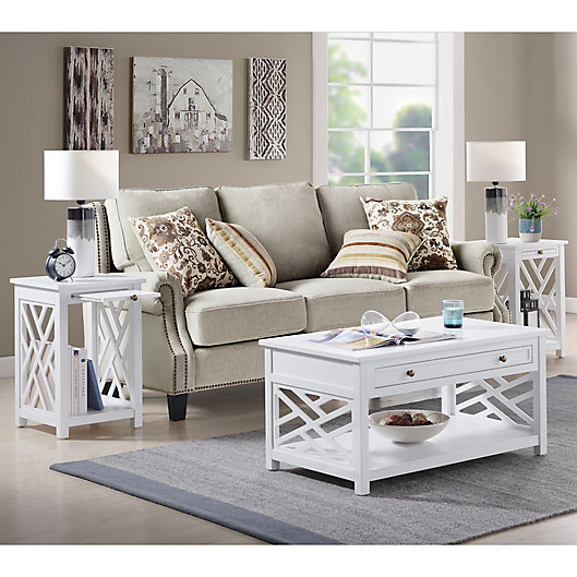 Coffee Table And End Set In White, Martha Stewart Clara Coffee Table