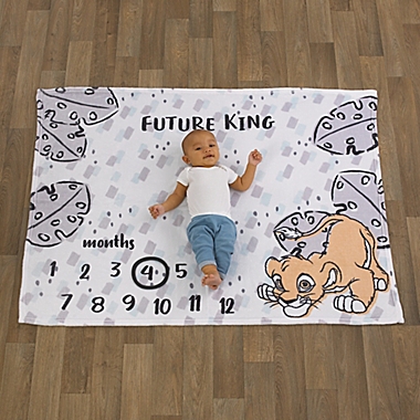 Disney&reg; Lion King Simba Milestone Baby Blanket in Grey. View a larger version of this product image.