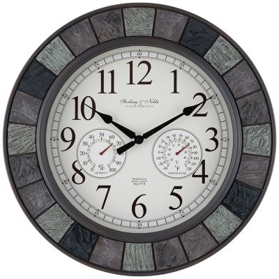 Sterling &amp; Noble&trade; Faux Slate 20-Inch Outdoor Wall Clock/Weather Station