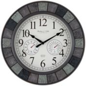 Sterling &amp; Noble&trade; Faux Slate 20-Inch Outdoor Wall Clock/Weather Station