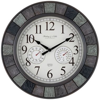 Sterling &amp; Noble&trade; Faux Slate 20-Inch Outdoor Wall Clock/Weather Station. View a larger version of this product image.