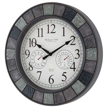 Sterling &amp; Noble&trade; Faux Slate 20-Inch Outdoor Wall Clock/Weather Station. View a larger version of this product image.