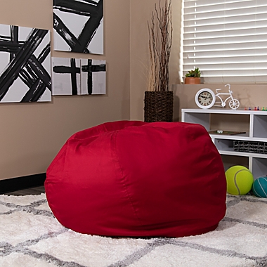 Flash Furniture Oversized Solid Bean Bag Chair in Red. View a larger version of this product image.