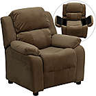 Alternate image 3 for Flash Furniture Microfiber Kids Recliner with Storage Arms in Brown