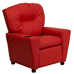 Flash Furniture Vinyl Kids Recliner with Cup Holder in Red