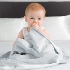 Alternate image 1 for Little Giraffe Powder Plush&trade; Receiving Blanket in Silver