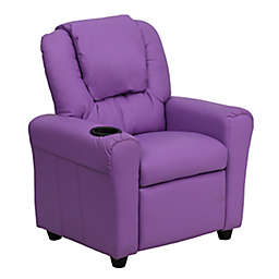 Flash Furniture Vinyl Recliner with Headrest and Cup Holder in Lavender